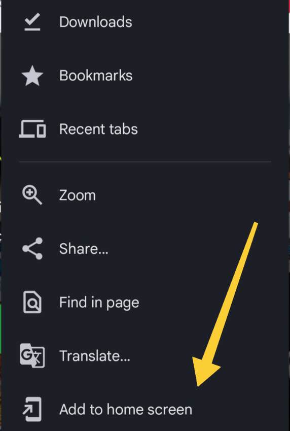 Select Add to Home Screen